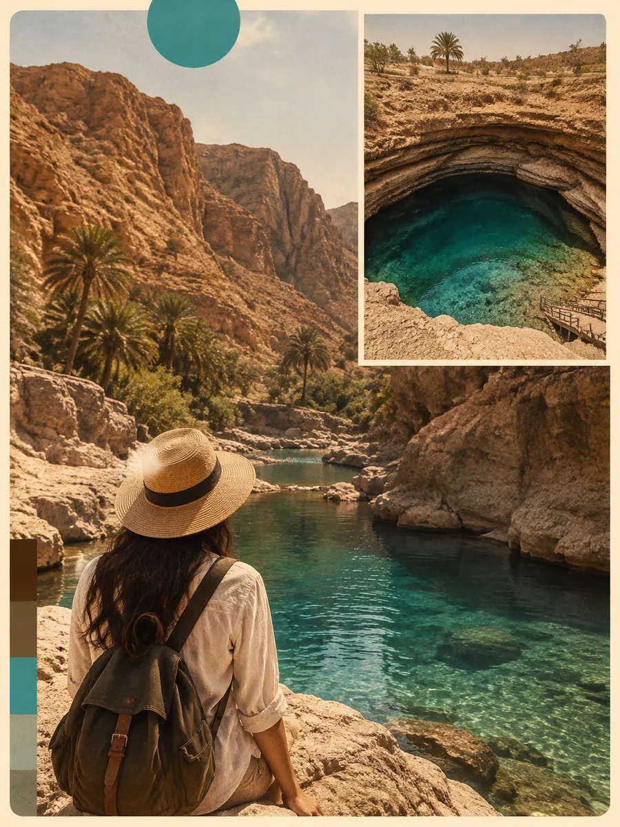 Uitzicht bij Wadi Shab en Bimmah Sinkhole